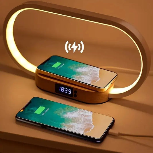 Wireless Charging Desk Lamp with Clock